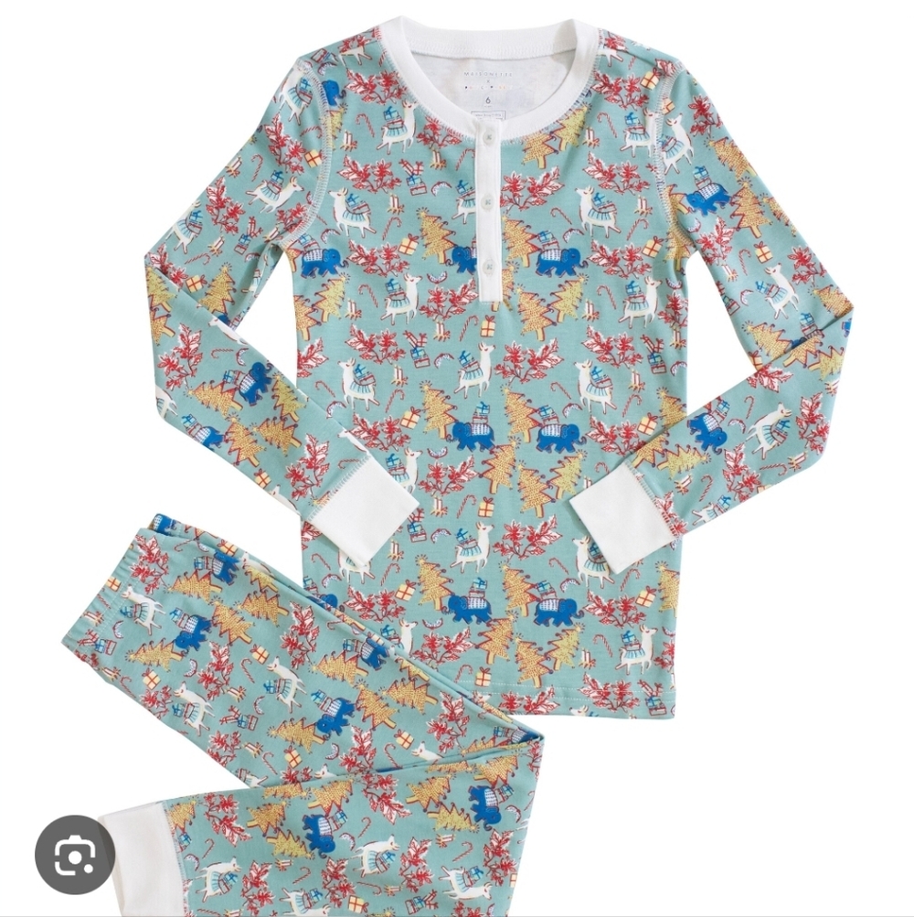 Roller Rabbit X Maisonette Prancing Deer Pj Teal Genfer Neutral